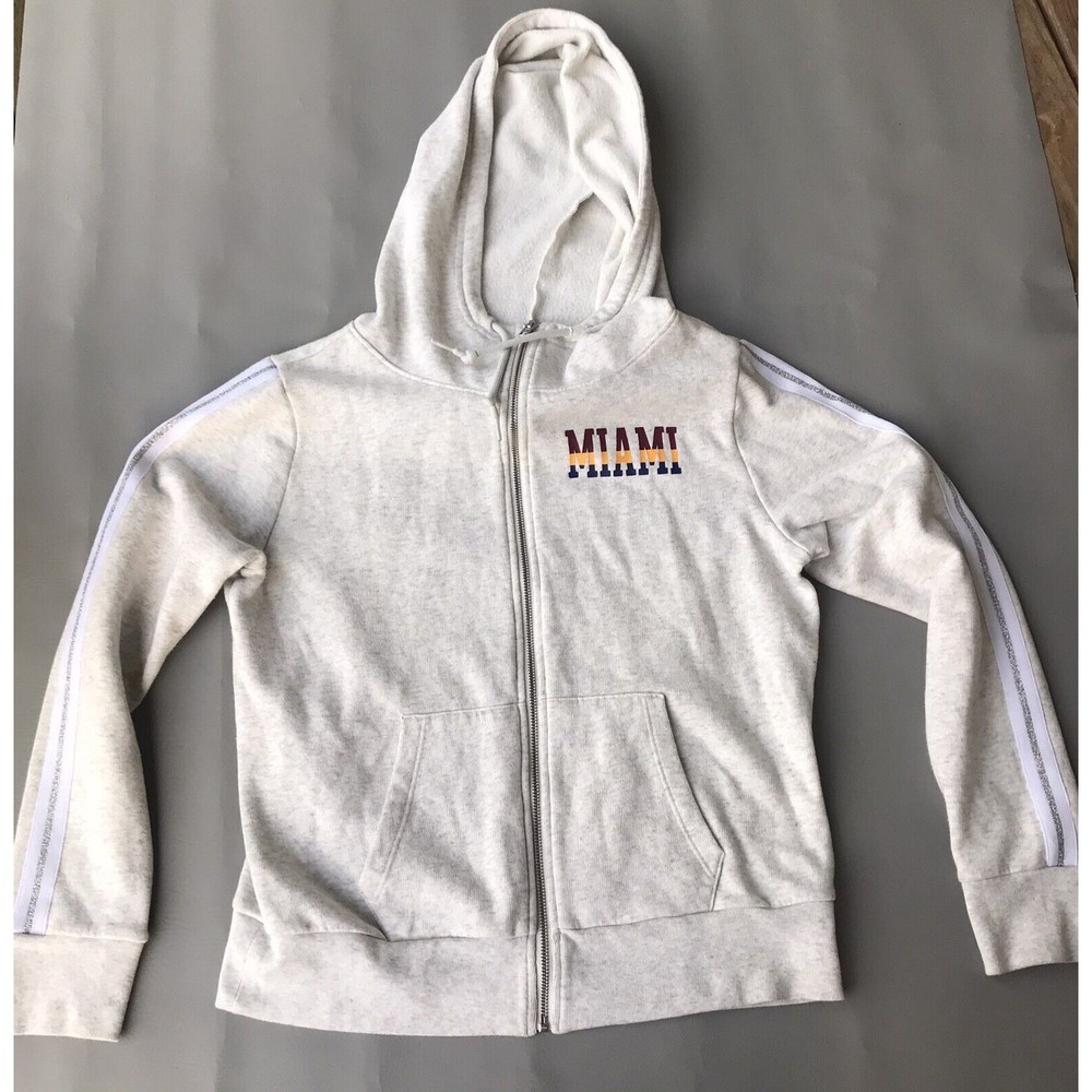 Victoria's Secret VS PINK Miami Full Zip Hoodie Pullover Size M Gray